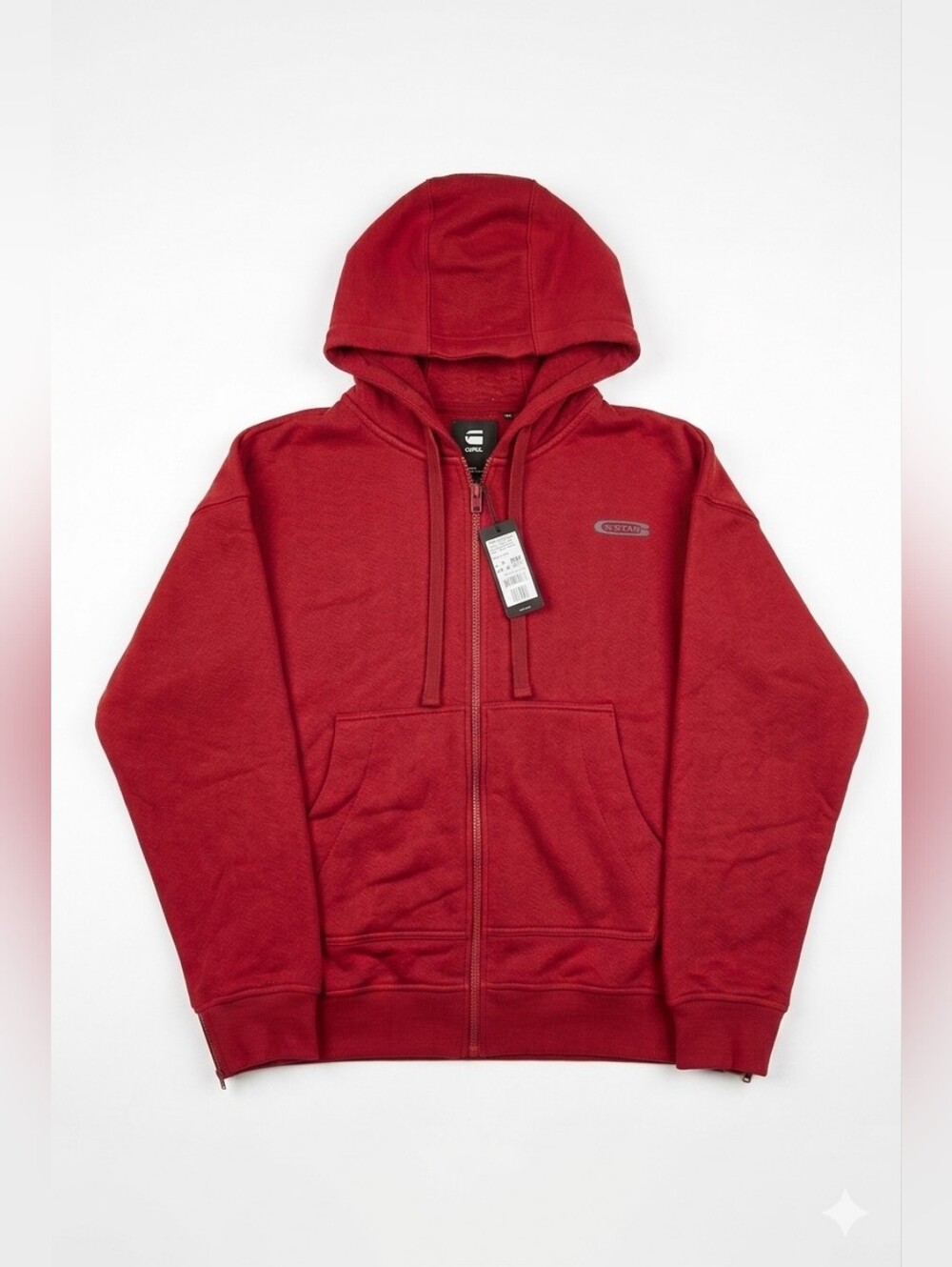 G-Star Raw Multi Zip Thru Loose Hooded Sweater, Red, XL, NWT